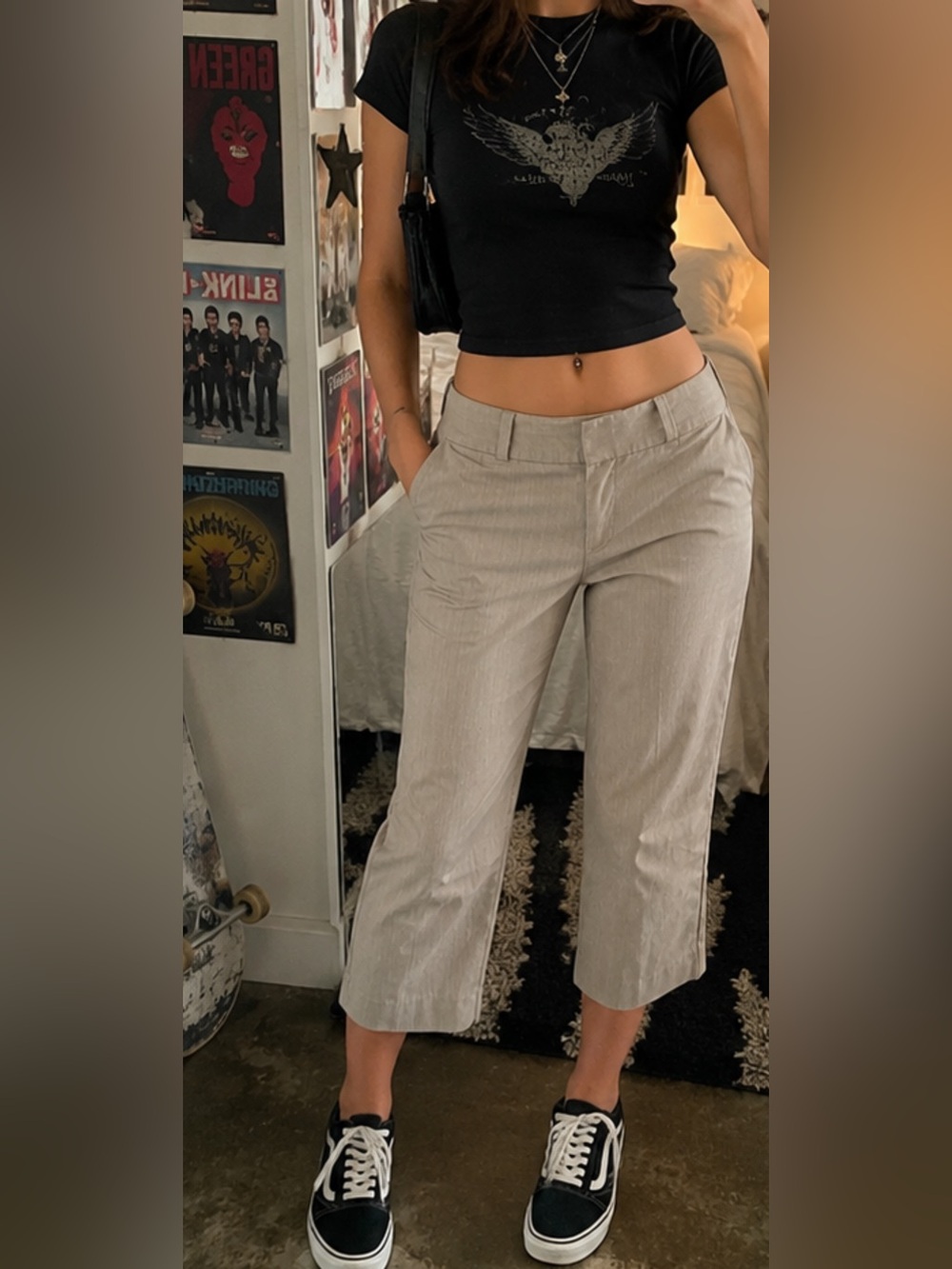 Massimo Taupe Cropped Pants Y2K Vintage Feel skater chic Size Med